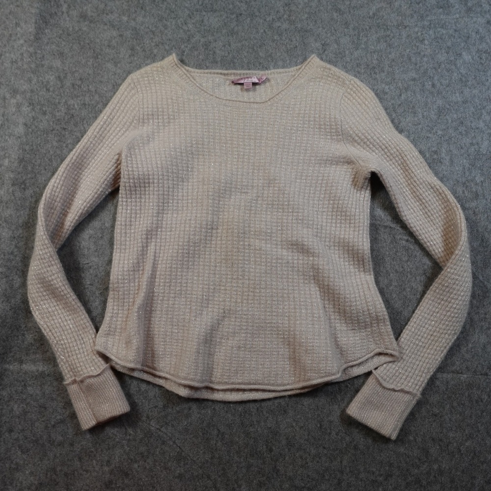 Calypso St Barth Sweater Womens Large Cashmere Blend Knit Beige Sparkle Metallic